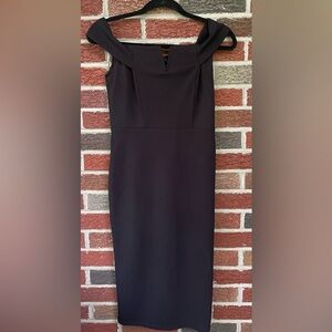 NEW WITH TAGS- black off the shoulders, bodycon dress. V cutout on chest- small
